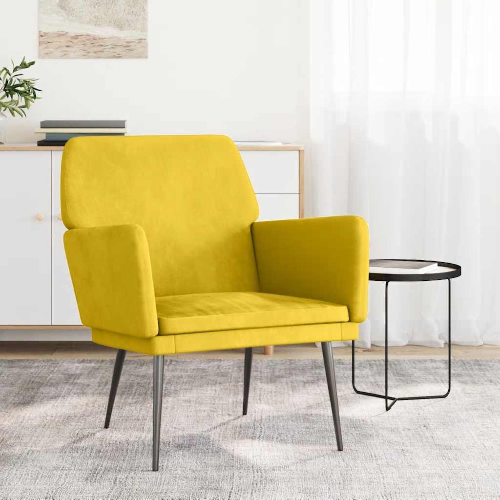 vidaXL Armchair Yellow 62x79x79 cm Velvet 1