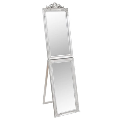 vidaXL Free-standing Mirror | Silver | Glass, eucalyptus wood, engineered wood 2