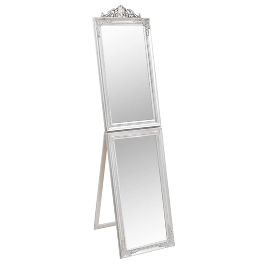 vidaXL Free-standing Mirror | Silver | Glass, eucalyptus wood, engineered wood 2