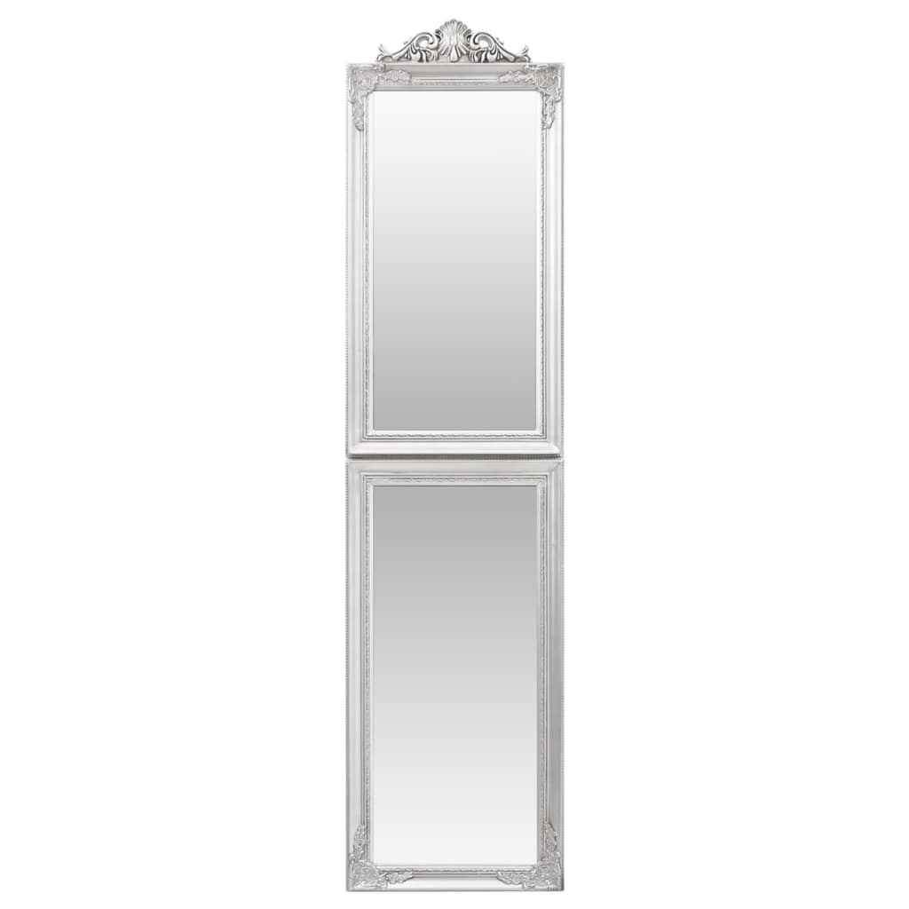 vidaXL Free-standing Mirror | Silver | Glass, eucalyptus wood, engineered wood 3