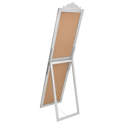 vidaXL Free-standing Mirror | Silver | Glass, eucalyptus wood, engineered wood 4