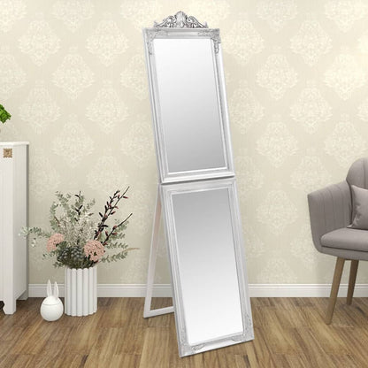 vidaXL Free-standing Mirror | Silver | Glass, eucalyptus wood, engineered wood 1