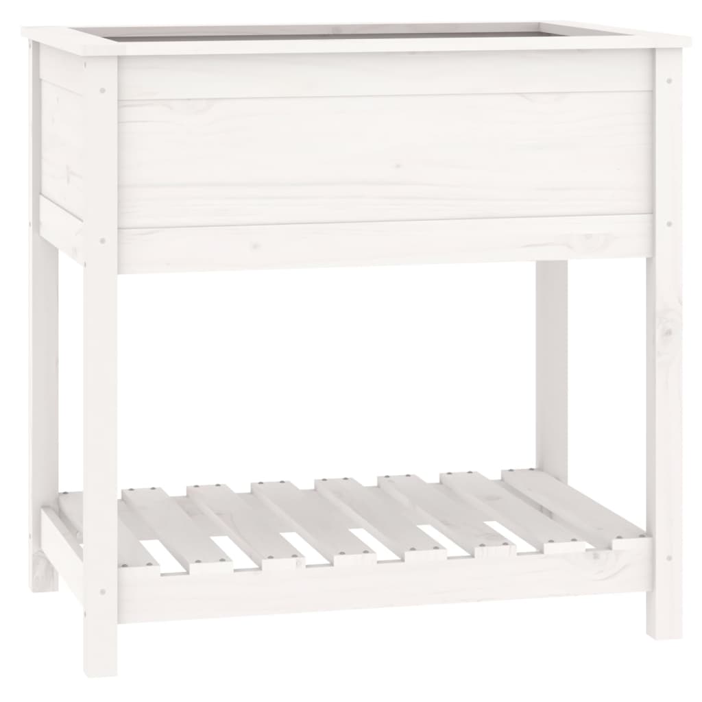 vidaXL Planter with Shelf White 82.5x54x81 cm Solid Wood Pine 2