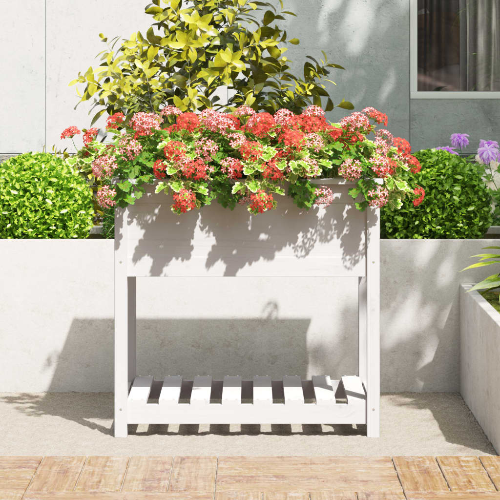 vidaXL Planter with Shelf White 82.5x54x81 cm Solid Wood Pine 3