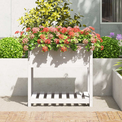 vidaXL Planter with Shelf White 82.5x54x81 cm Solid Wood Pine 3
