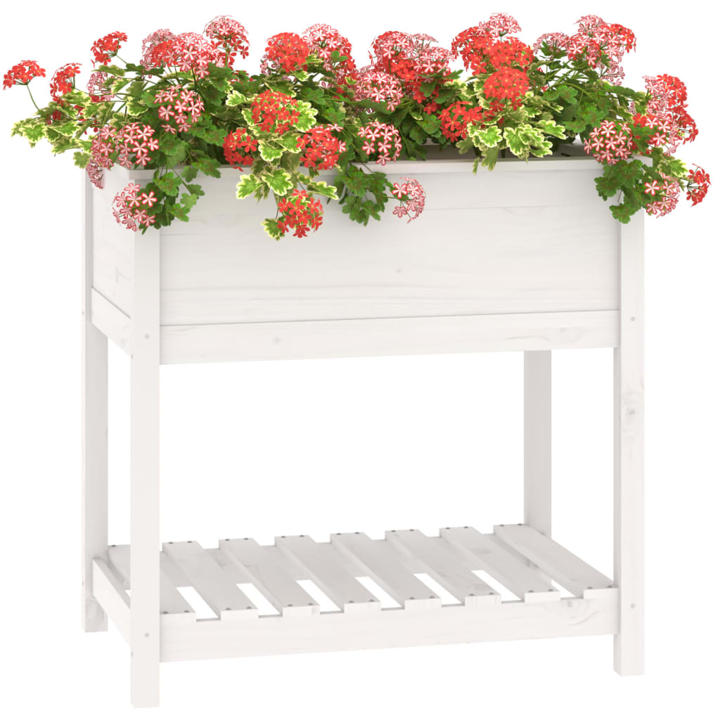 vidaXL Planter with Shelf White 82.5x54x81 cm Solid Wood Pine 4