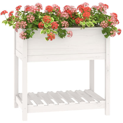 vidaXL Planter with Shelf White 82.5x54x81 cm Solid Wood Pine 4