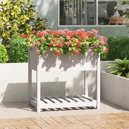 vidaXL Planter with Shelf White 82.5x54x81 cm Solid Wood Pine 1