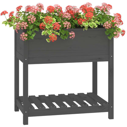 vidaXL Planter with Shelf Grey 82.5x54x81 cm Solid Wood Pine 4