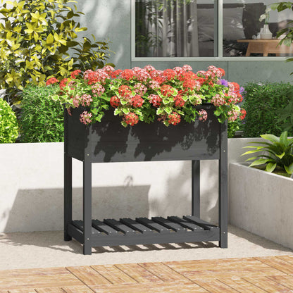 vidaXL Planter with Shelf Grey 82.5x54x81 cm Solid Wood Pine 1