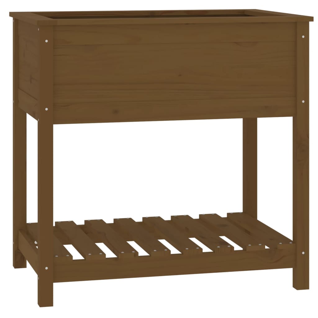 vidaXL Planter with Shelf Honey Brown 82.5x54x81 cm Solid Wood Pine 2