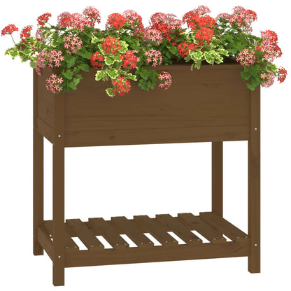 vidaXL Planter with Shelf Honey Brown 82.5x54x81 cm Solid Wood Pine 4