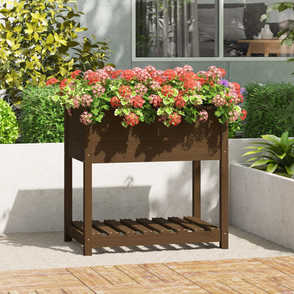 vidaXL Planter with Shelf Honey Brown 82.5x54x81 cm Solid Wood Pine 1