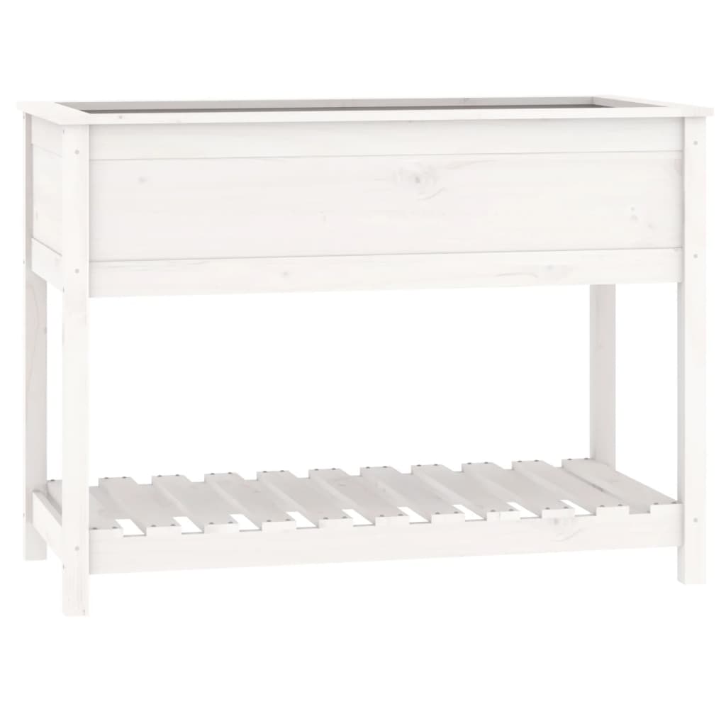 vidaXL Planter with Shelf White 111.5x54x81 cm Solid Wood Pine 2