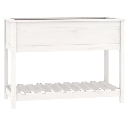 vidaXL Planter with Shelf White 111.5x54x81 cm Solid Wood Pine 2