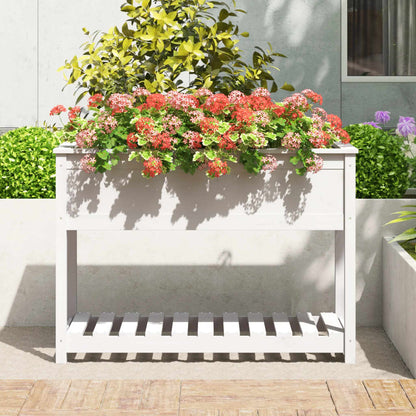 vidaXL Planter with Shelf White 111.5x54x81 cm Solid Wood Pine 3