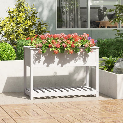 vidaXL Planter with Shelf White 111.5x54x81 cm Solid Wood Pine 1