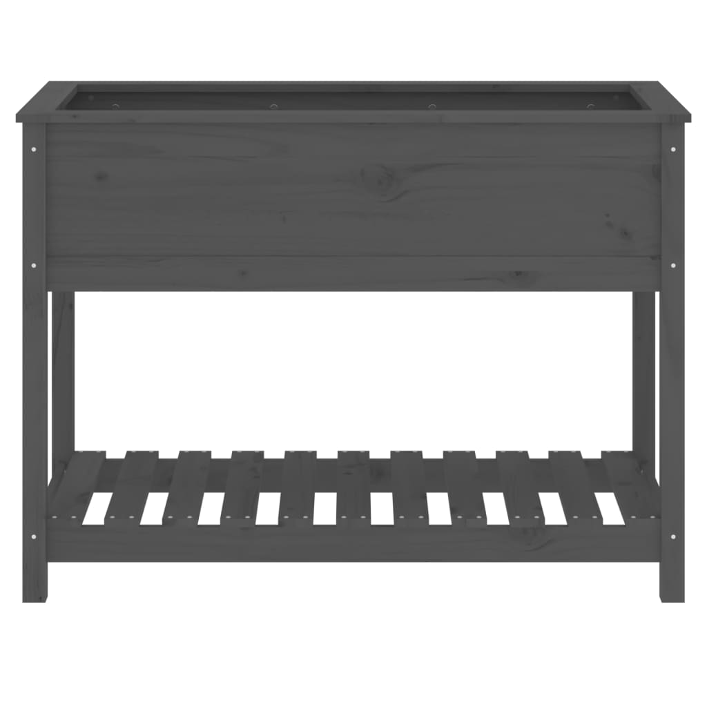 vidaXL Planter with Shelf Grey 111.5x54x81 cm Solid Wood Pine 5
