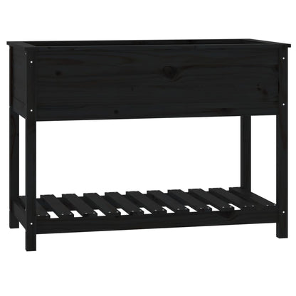 vidaXL Planter with Shelf Black 111.5x54x81 cm Solid Wood Pine 2