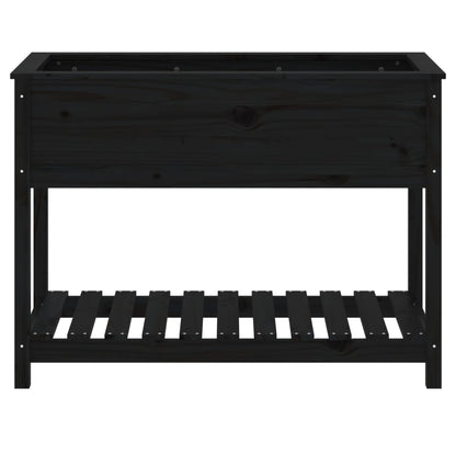 vidaXL Planter with Shelf Black 111.5x54x81 cm Solid Wood Pine 5