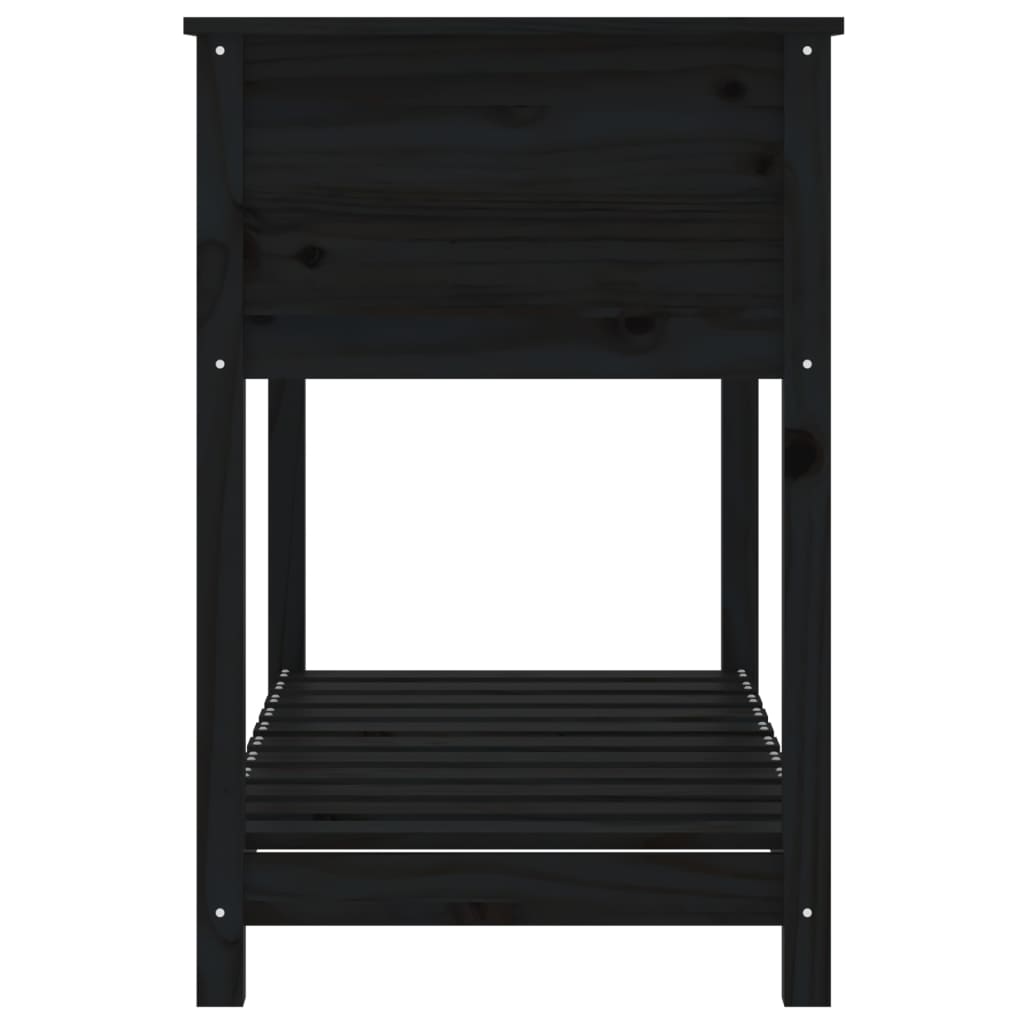 vidaXL Planter with Shelf Black 111.5x54x81 cm Solid Wood Pine 6