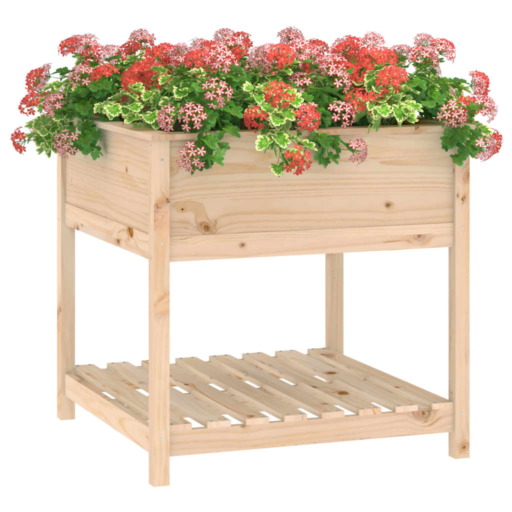 vidaXL Planter with Shelf 82.5x82.5x81 cm Solid Wood Pine 4