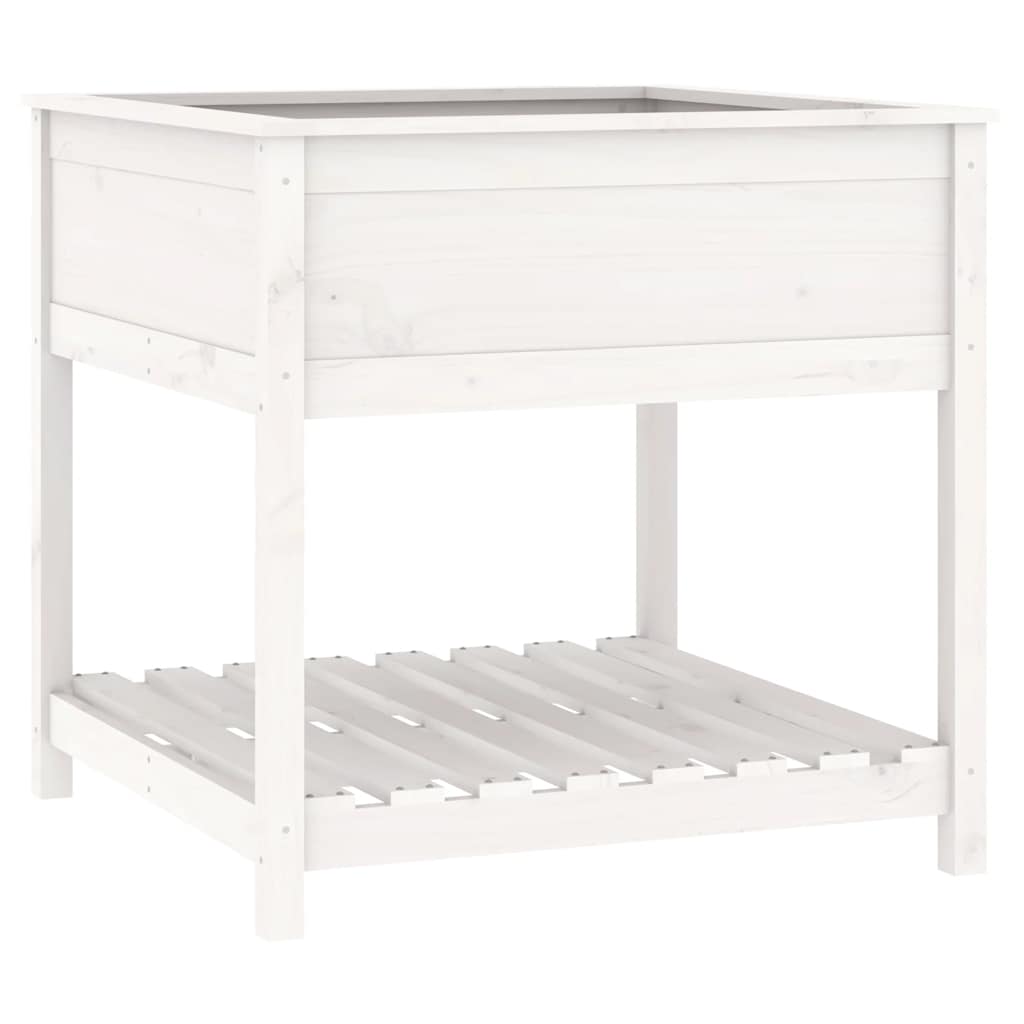 vidaXL Planter with Shelf White 82.5x82.5x81 cm Solid Wood Pine 2