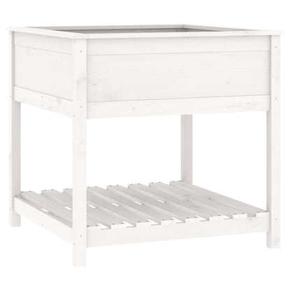 vidaXL Planter with Shelf White 82.5x82.5x81 cm Solid Wood Pine 2