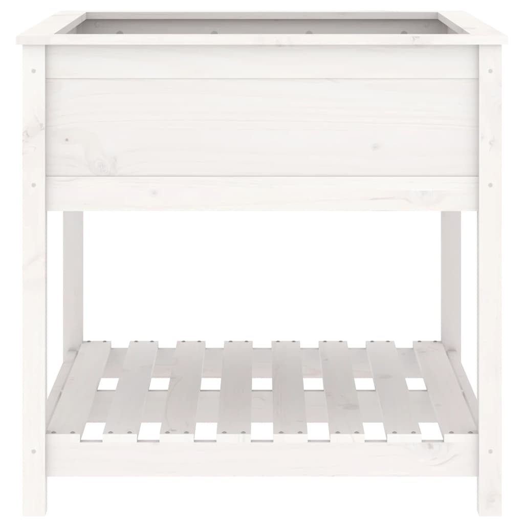 vidaXL Planter with Shelf White 82.5x82.5x81 cm Solid Wood Pine 5