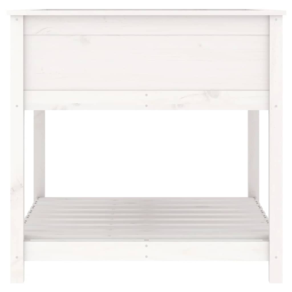 vidaXL Planter with Shelf White 82.5x82.5x81 cm Solid Wood Pine 6