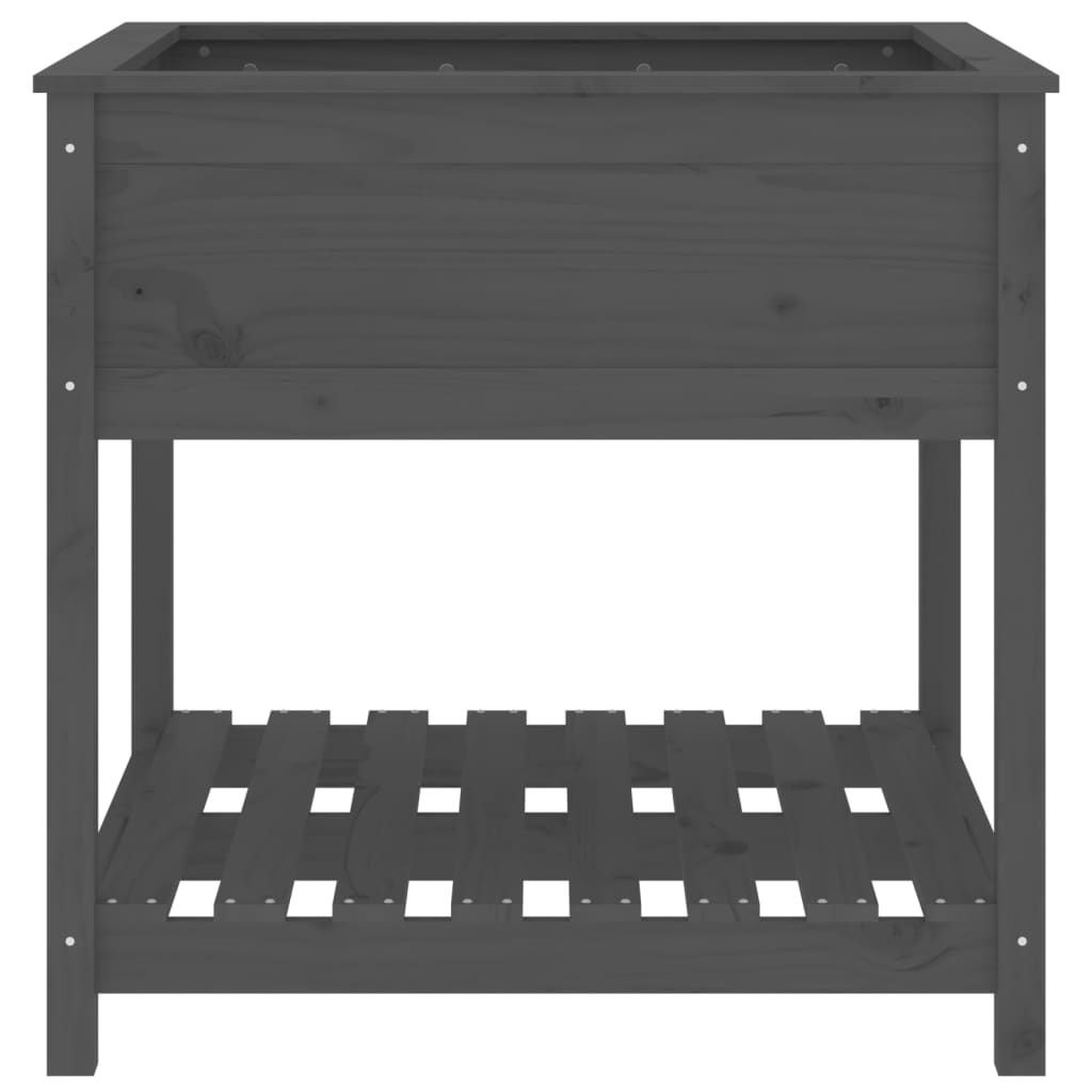 vidaXL Planter with Shelf Grey 82.5x82.5x81 cm Solid Wood Pine 5