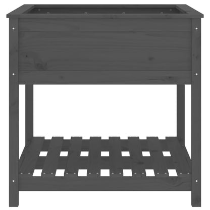 vidaXL Planter with Shelf Grey 82.5x82.5x81 cm Solid Wood Pine 5