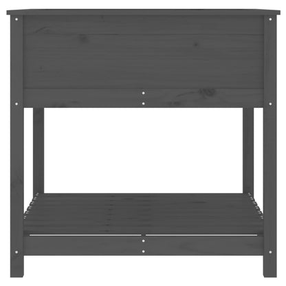 vidaXL Planter with Shelf Grey 82.5x82.5x81 cm Solid Wood Pine 6