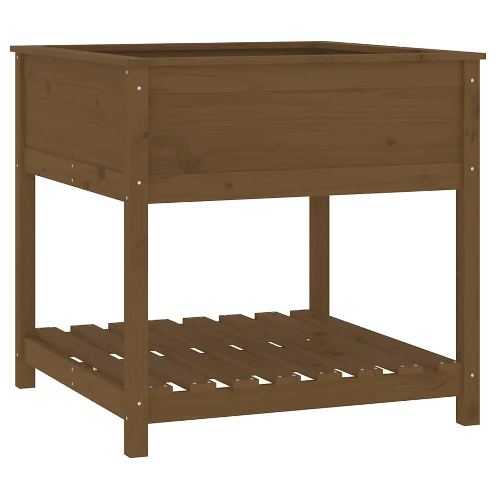 vidaXL Planter with Shelf Honey Brown 82.5x82.5x81 cm Solid Wood Pine 2