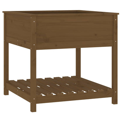 vidaXL Planter with Shelf Honey Brown 82.5x82.5x81 cm Solid Wood Pine 2