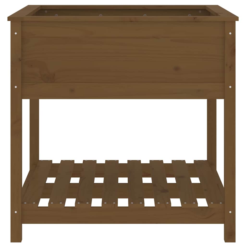 vidaXL Planter with Shelf Honey Brown 82.5x82.5x81 cm Solid Wood Pine 5
