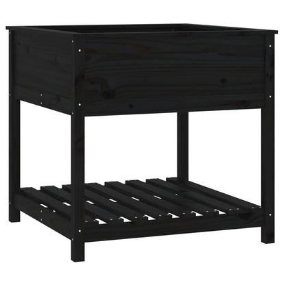 vidaXL Planter with Shelf Black 82.5x82.5x81 cm Solid Wood Pine 2