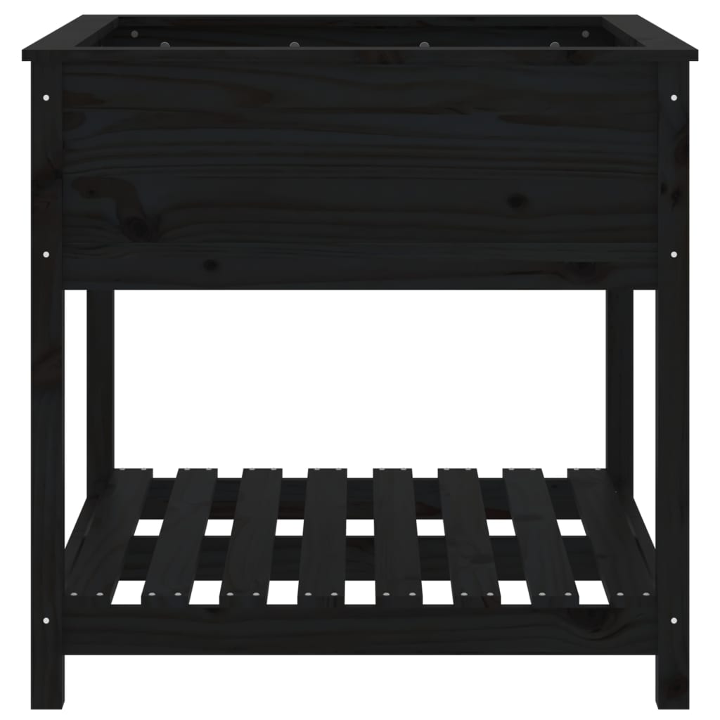 vidaXL Planter with Shelf Black 82.5x82.5x81 cm Solid Wood Pine 5