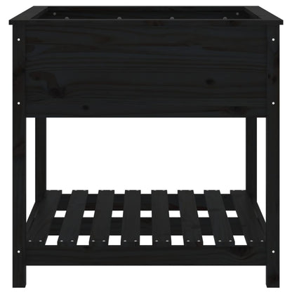 vidaXL Planter with Shelf Black 82.5x82.5x81 cm Solid Wood Pine 5