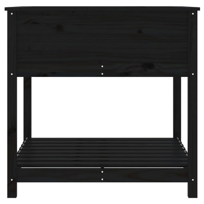 vidaXL Planter with Shelf Black 82.5x82.5x81 cm Solid Wood Pine 6