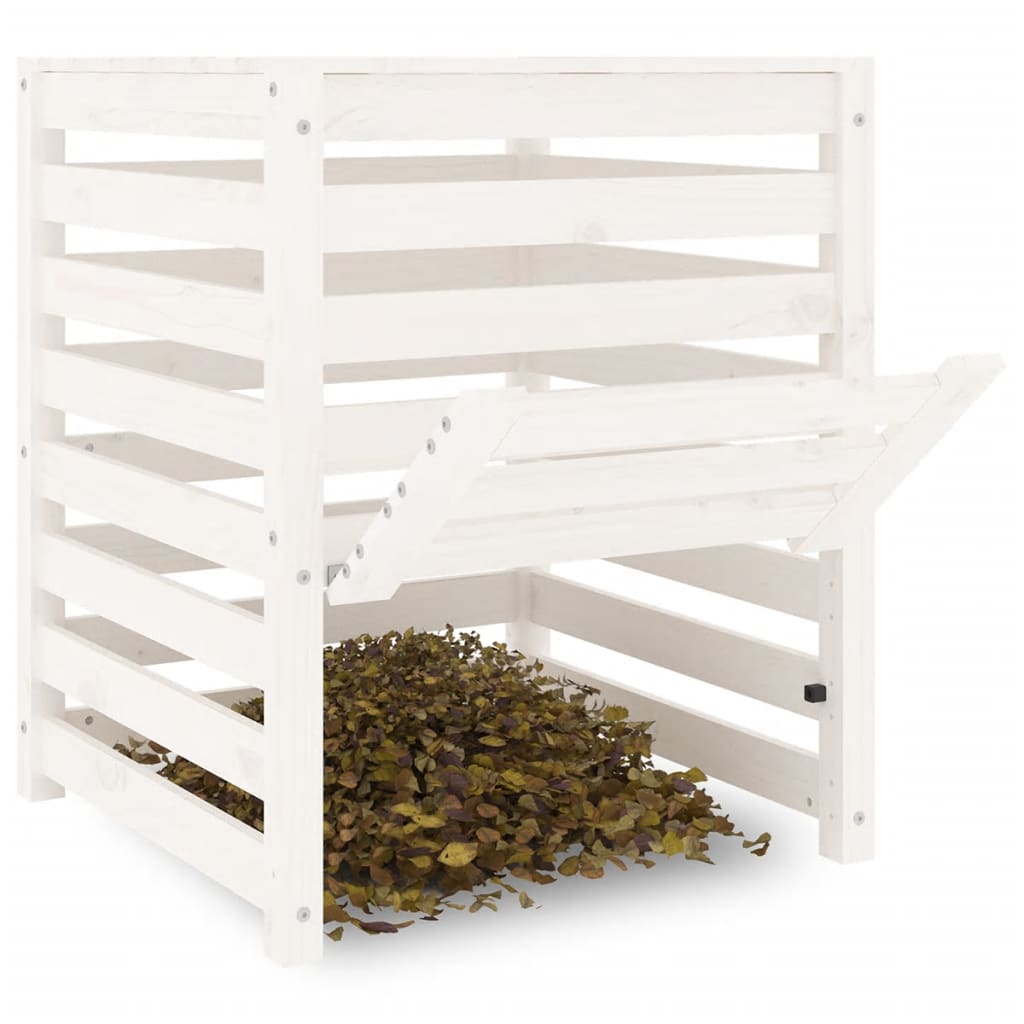 vidaXL Composter White 63.5x63.5x77.5 cm Solid Wood Pine 4