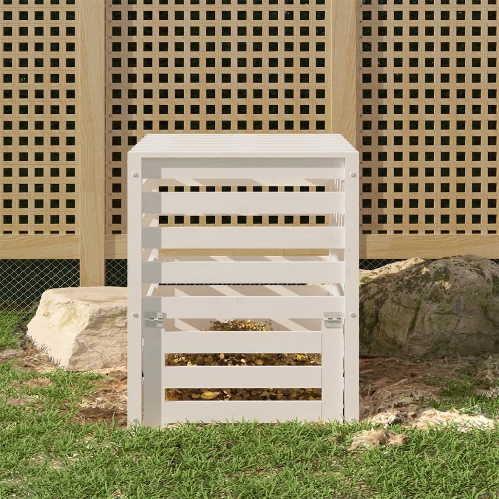 vidaXL Composter White 63.5x63.5x77.5 cm Solid Wood Pine 1