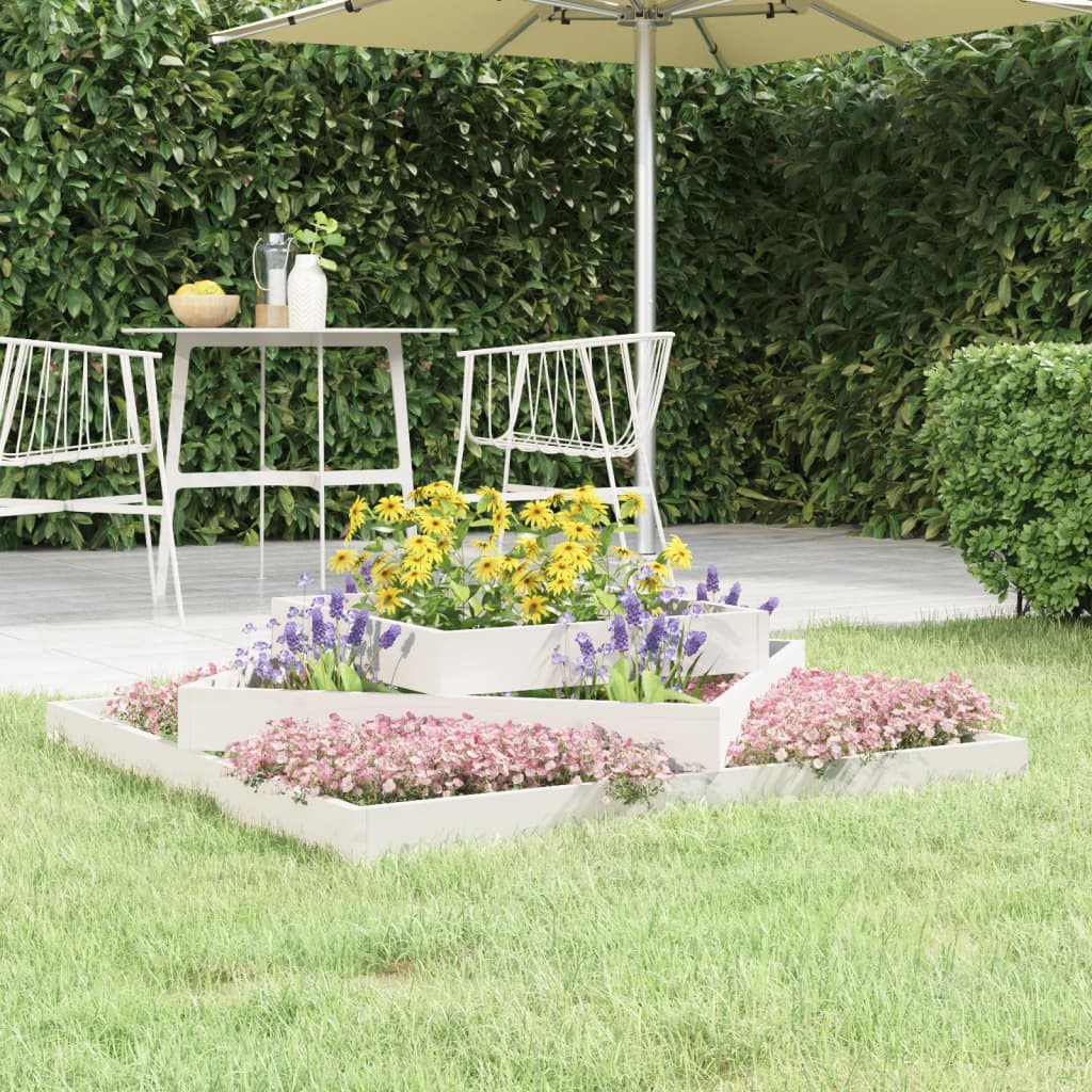 vidaXL Planter White 112x112x27 cm Solid Wood Pine 1
