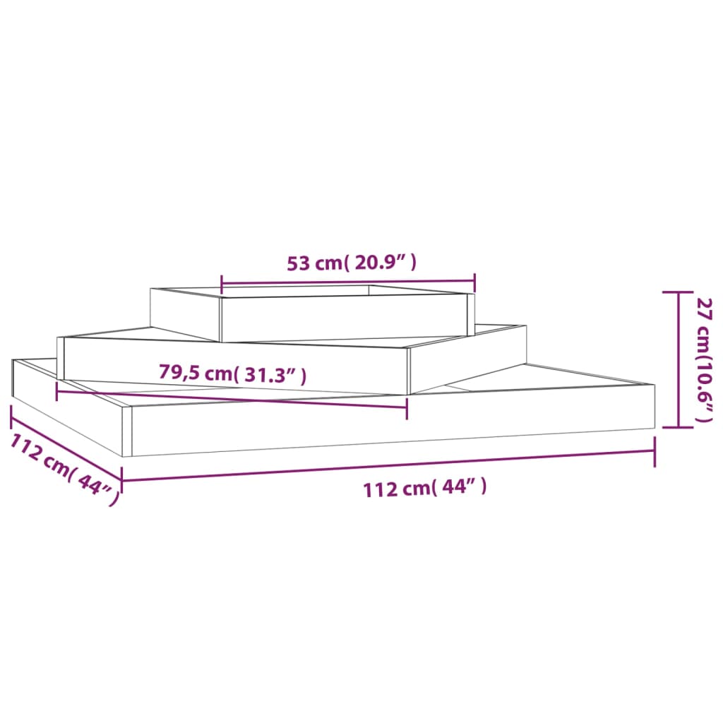 vidaXL Planter 112x112x27 cm Solid Wood Douglas 6