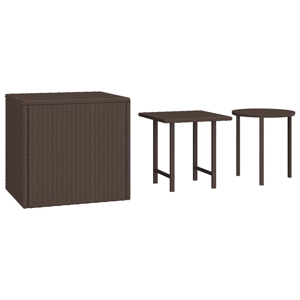 vidaXL Side Tables 3 pcs Brown Poly Rattan 2