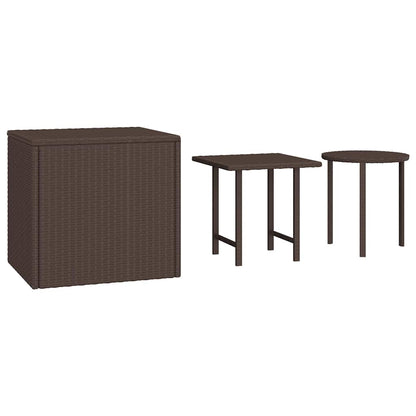 vidaXL Side Tables 3 pcs Brown Poly Rattan 2