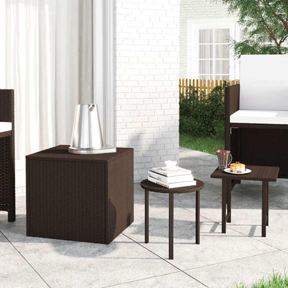 vidaXL Side Tables 3 pcs Brown Poly Rattan 1