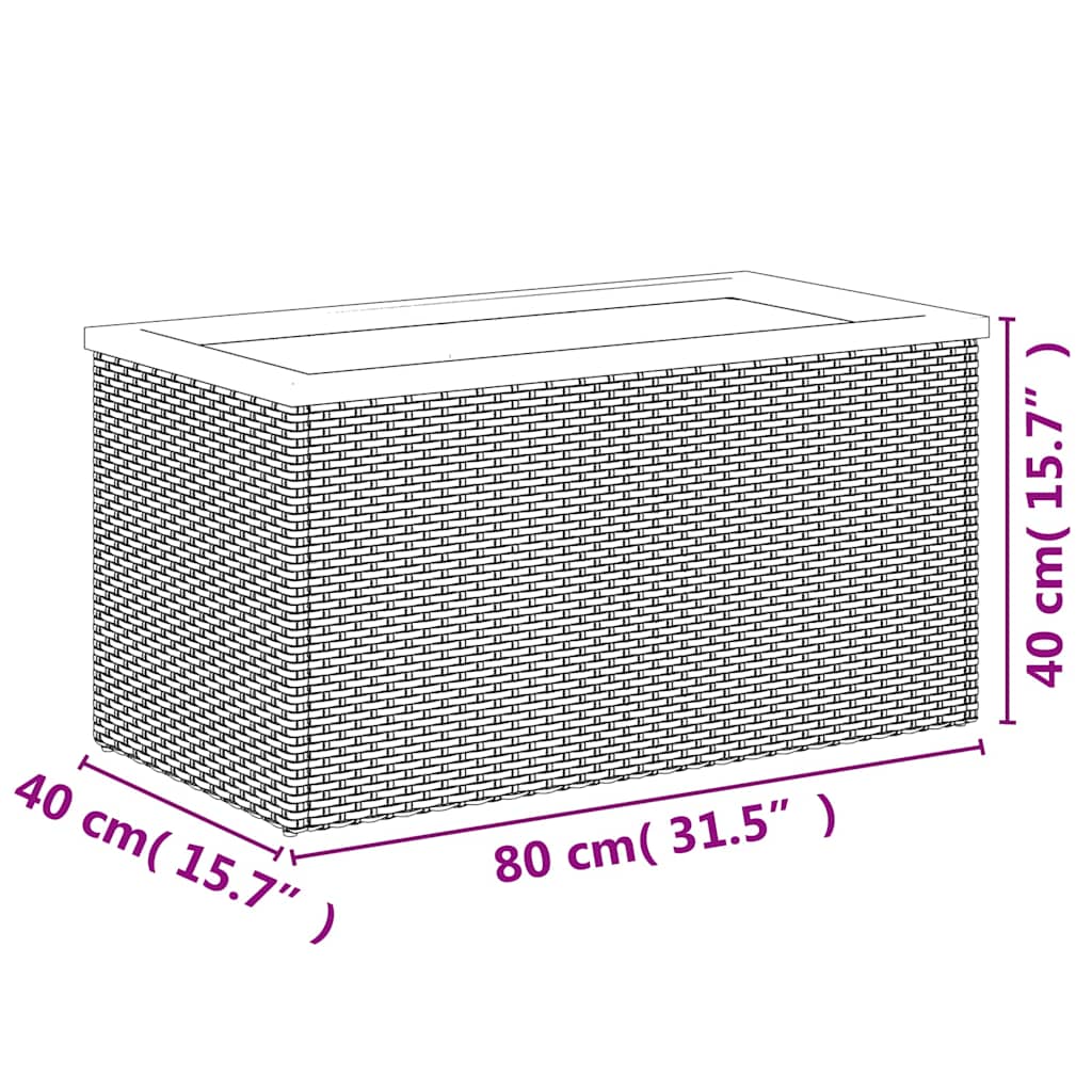 vidaXL Planter Black 80x40x40 cm Poly Rattan 5