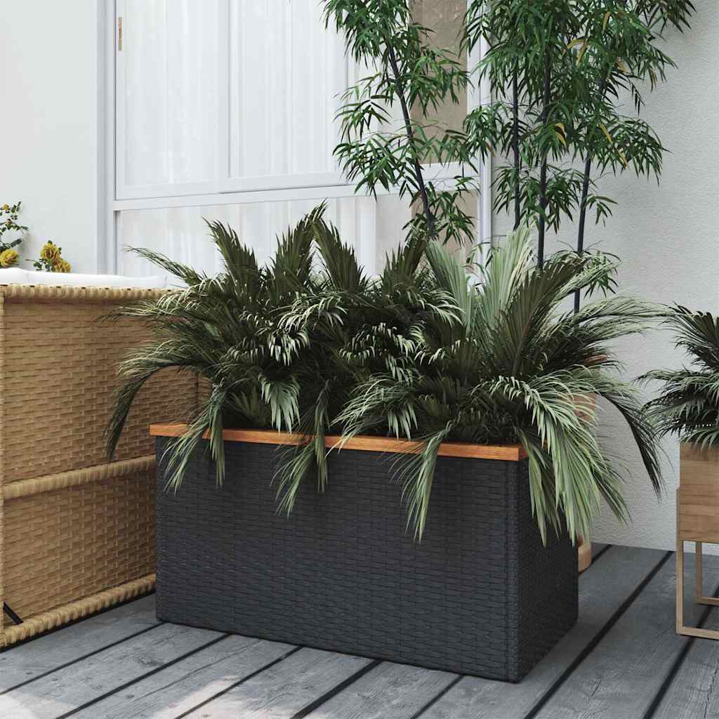 vidaXL Planter Black 80x40x40 cm Poly Rattan 1