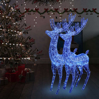 XXL Acrylic Christmas Reindeers 250 LED 180 cm 2 pcs Width 96 cm Blue